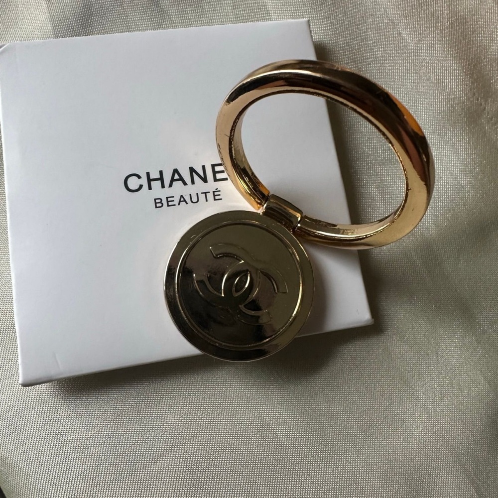 Chanel Gold-Tone Compact with Logo